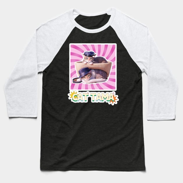 Cat Tama,Tama Super Station Master Baseball T-Shirt by LycheeDesign